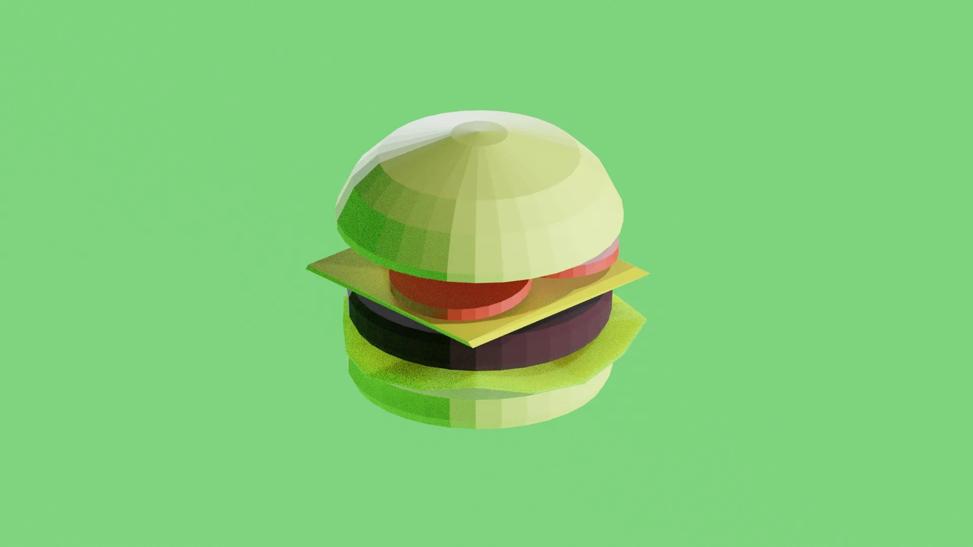 A burger rendered in a high tech way using cutting edge 3d rendering software. It's so good you think it's real. Okay, it is real. Sike! 3D!