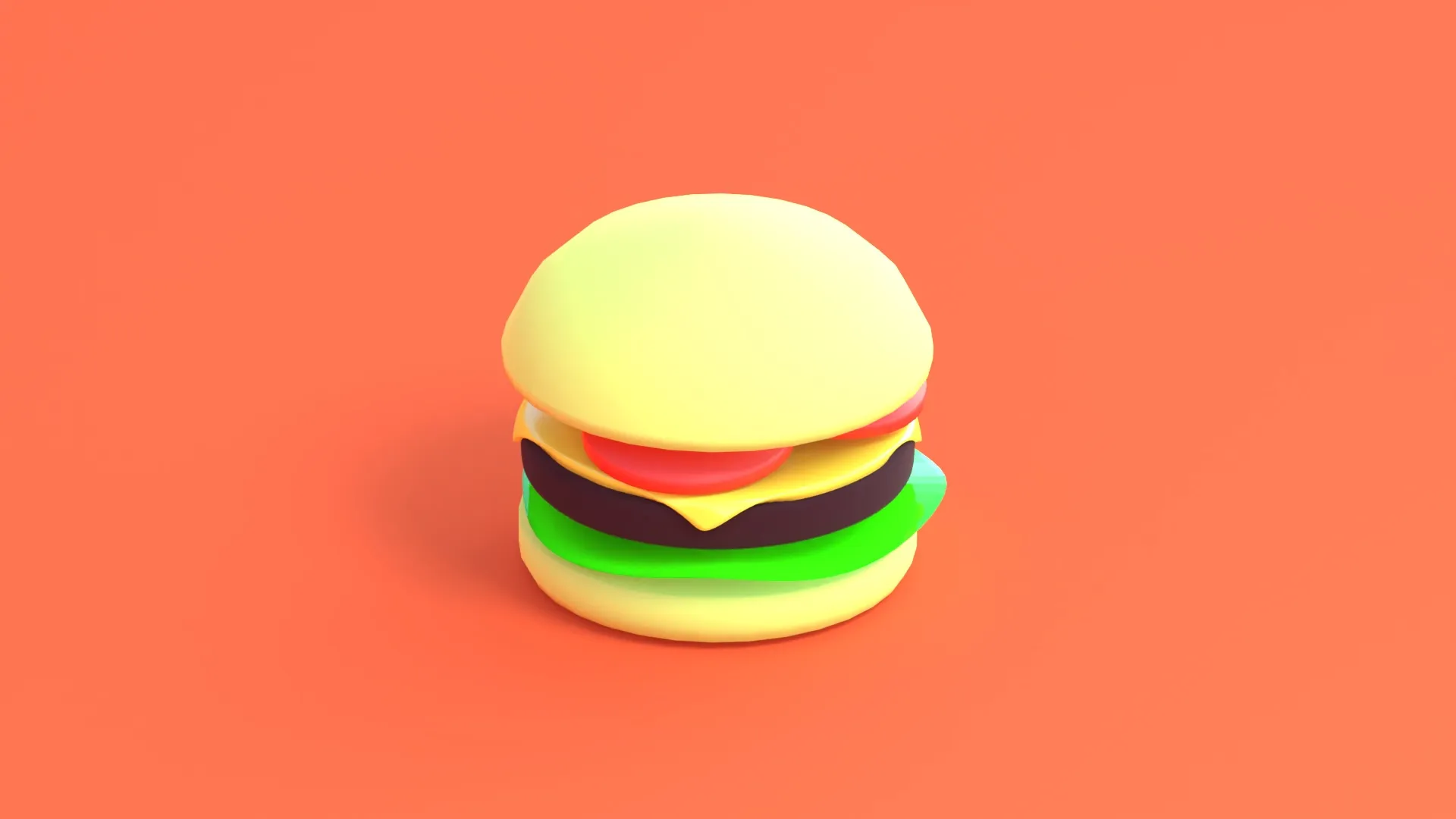 A burger rendered in a high tech way using cutting edge 3d rendering software. It's so good you think it's real. Okay, it is real. Sike! 3D!